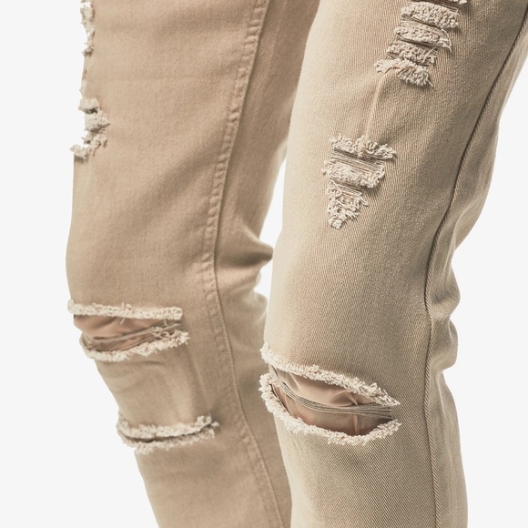 Copper Rivet Khaki Pants with Rips - Picture 4 of 9